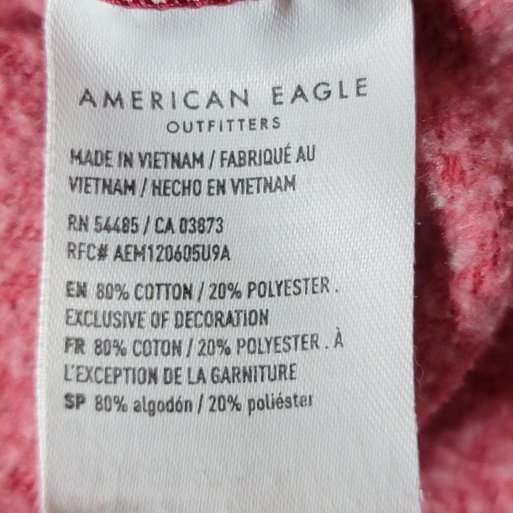 American Eagle Y2K Red White Spell Out Cozy Heavy Hooded Sweatshirt Pocket - Picture 12 of 13